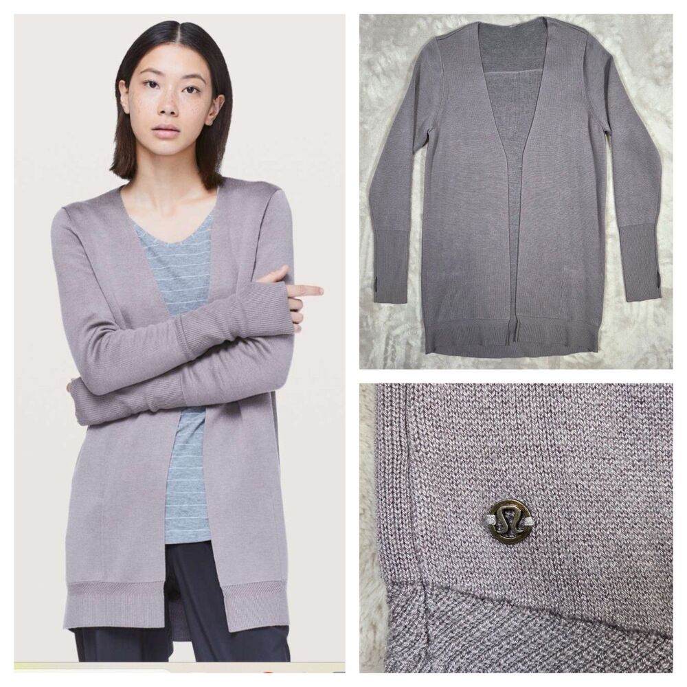 Lululemon City Street Knit Cardigan Size 8 Heathered Mystique Cashmere Blend